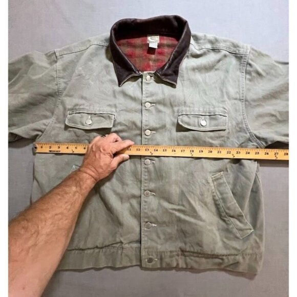 Marlboro Chore Jacket Adult 2XL Button‎ Beige Flannel Long Barn Coat Sleeve. - Picture 5 of 8